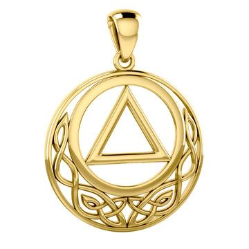 Large Celtic AA Recovery Solid Yellow Gold Pendant GPD6005